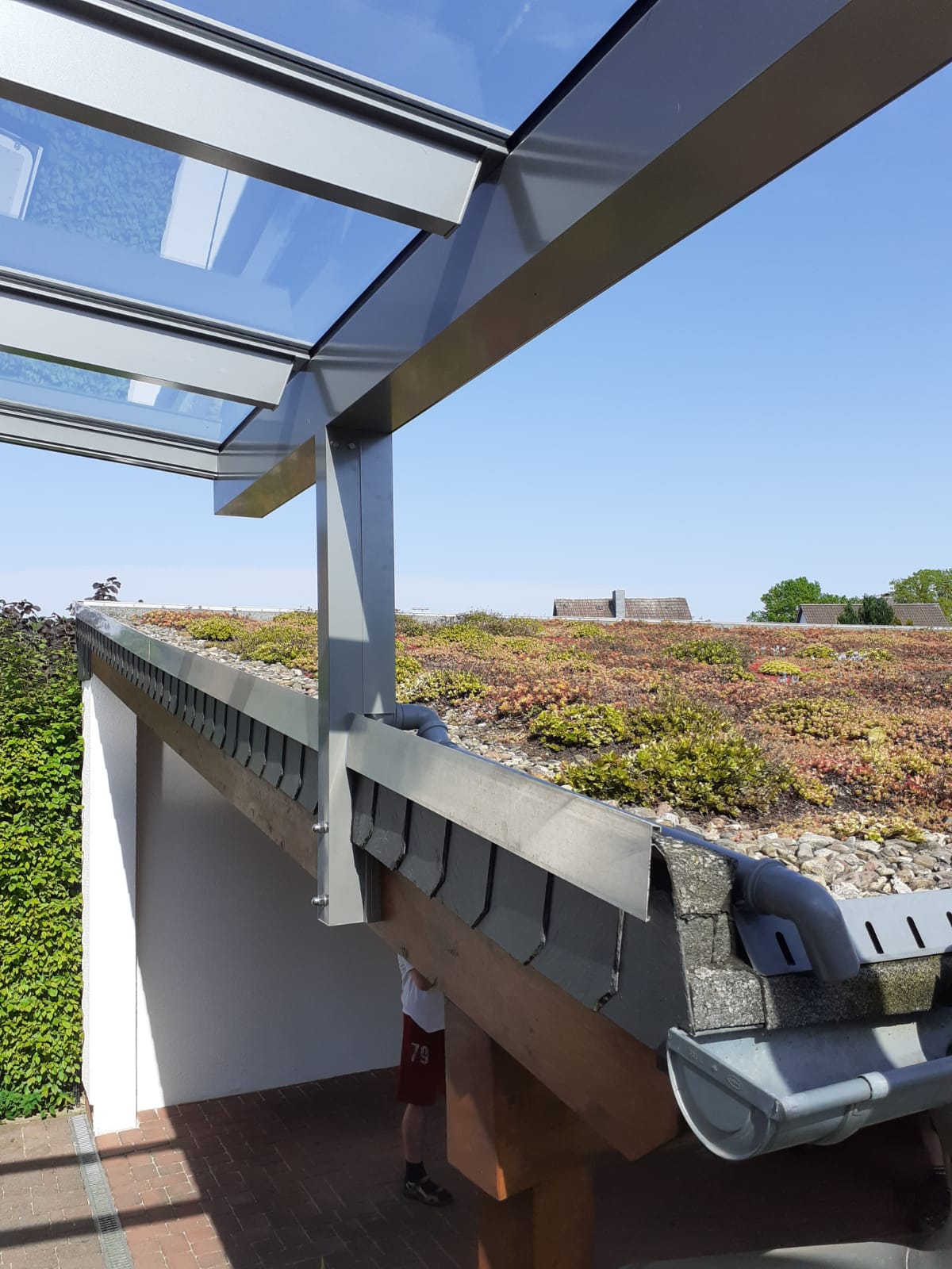 Verkürzter Pfosten auf dem Carportdach