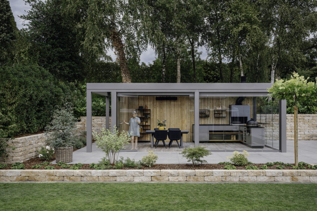 Tolle Idee - Die Solarlux Terrassenüberdachung Acubis als tollen Platz für die Outdoorküche